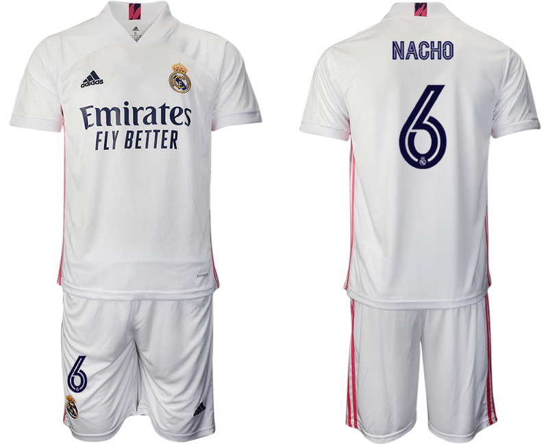 Men 2020-2021 club Real Madrid home #6 white Soccer Jerseys